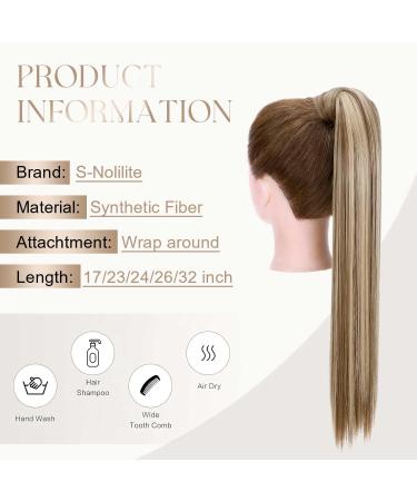 Shop S-noilite Clip In Hair Extensions - Realistic Braid Ponytail Wrap 58cm in Light Brown & Ashblond - Premium Quality International Shipping - Buy Online on GoSupps.com