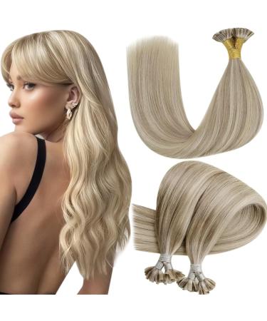 Hetto Bondings Extensions Real Hair Blond Bondings Hair Extension Remy Bondings Extensions Real Hair Ashblond Highlights light blonde smooth # 17/23 45cm 50g 18 inches 2-2 # 17/23