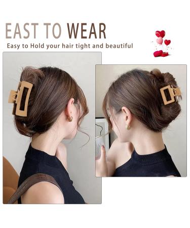 12 Pack Large Rectangle & Medium Square Hair Clips Set - Matte Claw Clips for Thick & Thin Hair, Neutral Colors - Strong Hold Hair Jaw Clips for Women - Buy Online on GoSupps.com