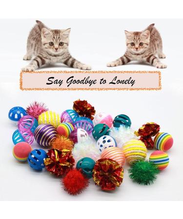 LASOCUHOO 30 PCS Cat Toy Assortment - Rainbow, Crinkle, Sparkle, Bell, Sisal, Linen Balls for Kittens & Cats - Buy Online on GoSupps.com