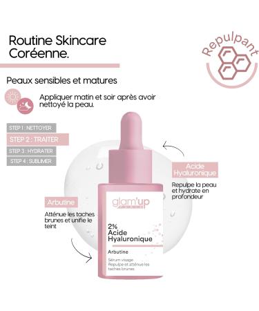  Glam Up Glam Up Paris - Plumping Face Serum - 2% Hyaluronic Acid - Arbutin - Moisturizing - Reduces Dark Spots - K-Beauty - 30 ml - Buy Online on GoSupps.com