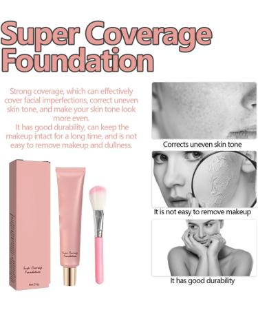 Super Cover Foundation with Buffing Brush Long Lasting Lightweight Foundation Concealer Hydrating Liquid Foundation Correcting Face Foundation - Buy Online on GoSupps.com