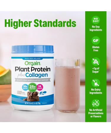 Orgain Protein Powder + Collagen Creamy Chocolate Fudge - 25g of Protein 10g Collagen Peptides Type I & III 1B CFU Probiotics Supports Hair Skin Nail Joint & Gut Health Gluten Free - 1.6lb Creamy Chocolate Fudge 1.  - Buy Online on GoSupps.com