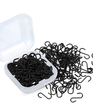 Shappy 200 Pieces 0.55 Inch Mini S Hooks Connectors S-Shaped Wire Hook with Storage Box for DIY Crafts, Hanging Jewelry, Key Chain, Tags (Black)