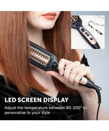 Carmen C81058 Noir Straightening Brush with LED Screen - Black & Rose Gold - Buy Online on GoSupps.com
