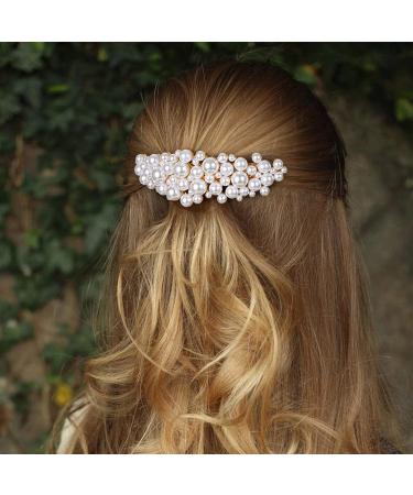 HINZIC 3Pcs Pearl Barrette Set - Vintage Gold Hair Clips for Wedding and Bridal Hair Accessories - Buy Online on GoSupps.com
