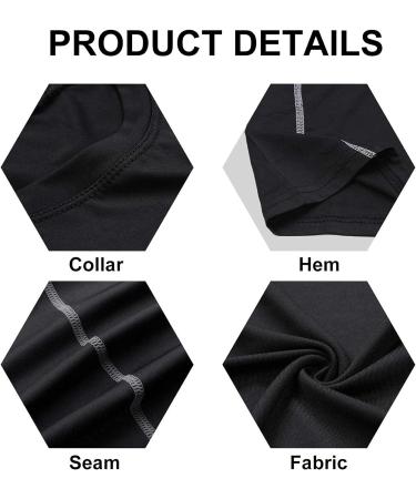 Kids Compression Tank Tops 3 Pack - Youth Boys/Girls Athletic Sleeveless Shirts for Workout Base Layer - Black - Buy Online on GoSupps.com