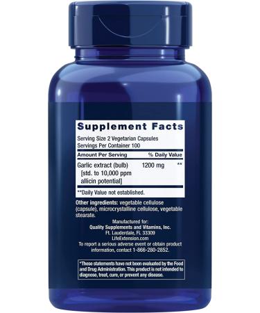 Buy Life Extension Optimized Garlic Capsules - 200 Vegetarian Capsules for Heart Health & Immune Support - Buy Online on GoSupps.com