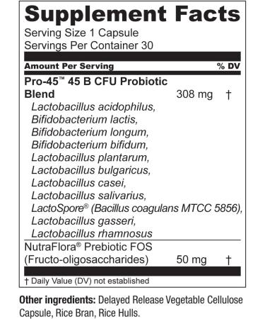 PRO45 Clinical Grade Probiotic Formula - 45 Billion CFU, 11 Patented Strains - Dairy Free, Delayed Release Veggie Caps - 30 Capsules for Immune and Digestive Health - Buy Online on GoSupps.com
