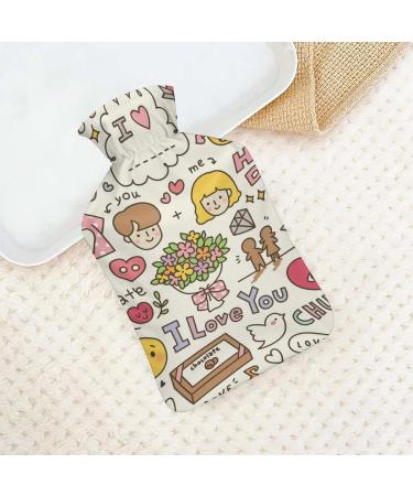 Cartoon Hot Water Bottle with Plush Cover - Hand Warmer for Adults & Kids | 26.5x15.3cm - International Shipping - Buy Online on GoSupps.com