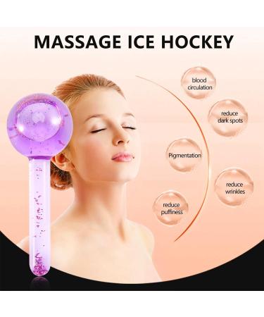 Vklopdsh Beauty Ice Facial Massage - 2 Pieces Crystal Glass Beauty Ball & Ice Waves Stick - Purple Skincare Essential - Buy Online on GoSupps.com