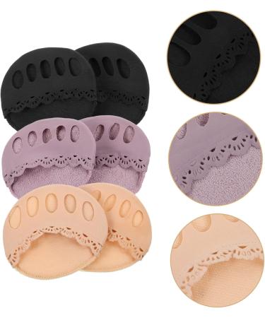 FRCOLOR 9 Pairs Lace Five Toe Socks Non Skid Socks Yoga Socks Foot Pads for Heels Ball of Foot Cushions Half Boat Socks Toe Alignment Socks Forefoot Pads High Heel Gasket Nylon Miss - Buy Online on GoSupps.com