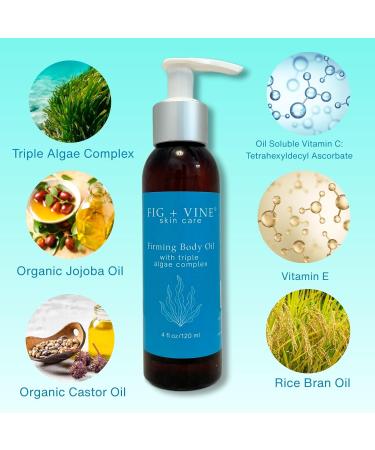 Firming Body Oil Serum with Triple Algae Complex | Non Greasy Fast Absorbing Moisturizer with Vitamin C E Jojoba Castor for Firming & Brightening | Pistachio Caramel Vanilla Scented Body Oil - Buy Online on GoSupps.com