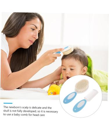 Toyvian 6 Pcs Baby Brush Set - Baby Bath Shower Head Shampoo & Hair Comb Set | Silicone Hair Scrubber & Wool Brush | Infant Hair Care Kit | Blue - 3pcs 14x5cm - Buy Online on GoSupps.com