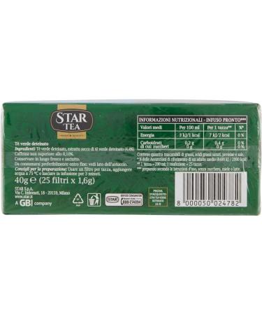  Italian Gourmet E.R. Star Tea Verde Deteinatoo Green tea without Teine pack of 25 filters + Italian Gourmet Pomodoro Pulp Box of 400 g - Buy Online on GoSupps.com