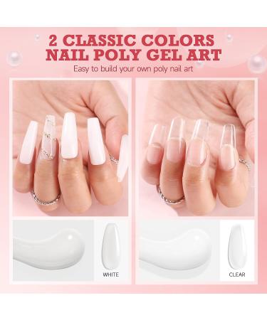 Morovan 2OZ Poly Extension Gel Nail Set - Clear and White Colors for Professional DIY Nail Art - Buy Online on GoSupps.com