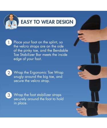 Dr. Frederick's Original Nighttime Bunion Splints - 2pc Set for Men & Women - Adjustable Big Toe Straightener - Orthopedic Foot Brace for Nighttime Bunion Relief - Buy Online on GoSupps.com