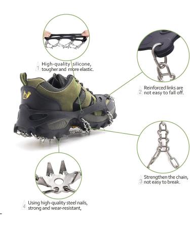 UNIVERING Crampons Ice Cleats - 24 Steel Traction System for Women Men - Ideal for Hiking, Snow Walking, Ice Fishing - Black Medium - Buy Online on GoSupps.com