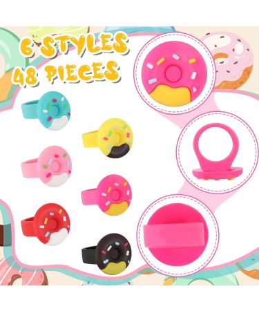 Shappy 48 Pcs Donut Cupcake Rings Donut Cupcake Toppers Multicolored Donut Party Favors Donut Party Supplies Cupcake Party Decoration for Women Wedding Birthday Shower Sweet Dessert Cake Gift 6 Style - Buy Online on GoSupps.com