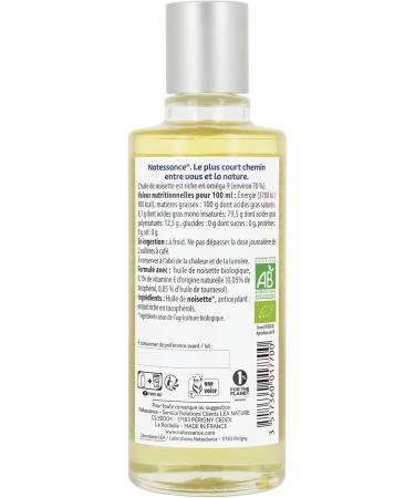 Natessance - Organic Hazelnut Oil - 100% Pure - Certified Organic - 100ml Bottle - Buy Online on GoSupps.com