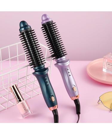 Mini Curling Iron Travel Hair Brush - Anti-Scald Round Hot Brush for All Hair Types | Professional Instant Heat Up Curling Wand | Purple - Buy Online on GoSupps.com