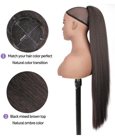 PORSMEER 30 Inch Yaki Straight Drawstring Ponytail Clip In Extensions for Women Kinky Straight Pony Tail Extensions Hair Extensions Ponytail (Natural black) - Buy Online on GoSupps.com