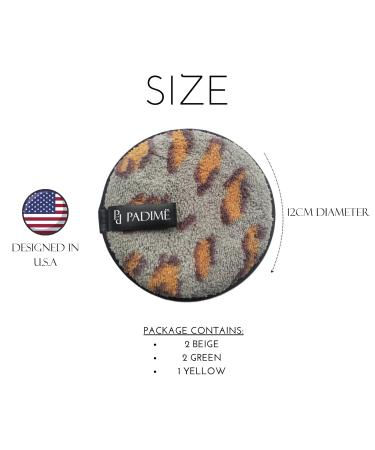 Padim Reusable Makeup Remover Pads - 5 Pack Washable Microfiber Cloths - Eco-Friendly Makeup Eraser for All Skin Types - Leopard Print - Buy Online on GoSupps.com
