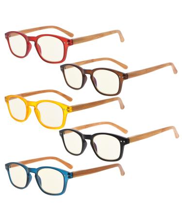 Eyekepper 5 Pack Bamboo Wood Design Temples Blue Light Blocking Readers Orange Tinted Lenses Computer Reading Glasses +2.00 +2.00 Blue Light Blocking-b40-5 Pairs - Buy Online on GoSupps.com