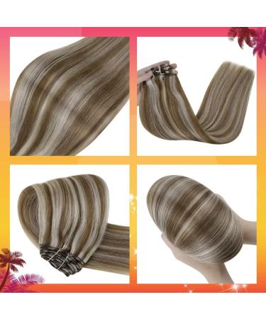 Buy Hetto Real Hair Clip-In Extensions - 55cm Blonde with Golden Brown Highlights | Premium Remy Hair | 100g #10/613 - Buy Online on GoSupps.com