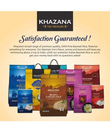 Khazana Premium Ultra Extra Long Basmati Rice - 10lb Resealable Zipper Bag | Aged & Aromatic Authentic Grain From India | GMO-Free, Gluten-Free, Cholesterol-Free & Kosher - 10lb Pack - Buy Online on GoSupps.com