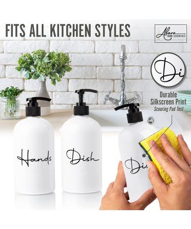 Alora Kitchen Sink Hand Soap and Dish Soap Dispenser Set - 2 Pack, Wide Pump Bottle with Easy-to-Read Lettering - Ideal for Countertop Refills - Buy Online on GoSupps.com