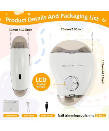 2 in 1 Electric Nail Clipper 3 Speeds Levels Electric Nail Trimmer with Nail Clip Storage Rechargeable Automatic Nail Clipper Portable Electric Fingernail Cutter Safety for Adult Kids Elderly(white) - Buy Online on GoSupps.com