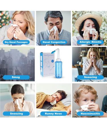 Nasal Rinse Bottle for Sinus Pressure Relief - 300 ML BPA Free Neti Pot for Adults and Kids with 40 Salt Packets - Buy Online on GoSupps.com
