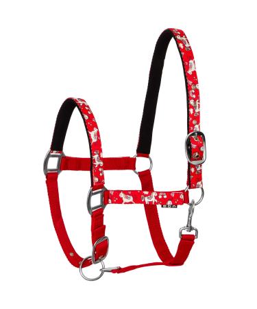 Start Unicorn36 Halfter for horses thoroughbred bangs - stable halter with two -stage adjustment - chin and neck piece - pasture horse halter halter warm blood neoprene -fed (red cob) COB (thoroughbred) red/white