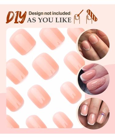 Morily Solid Pink Short Square Press on Nails - 24Pcs UV Finish Jelly Glossy Stick on False Nails for Women - Buy Online on GoSupps.com
