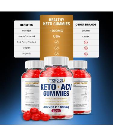(3 Pack) 1st Choice Keto ACV Gummies Keto First Choice ACV Advanced Formula Shark Plus Apple Cider Vinegar Keto Tank Gummies Dietary Supplement B12 Beet Root Juice Men Women (180 Gummies) - Buy Online on GoSupps.com