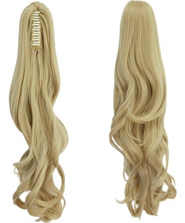 FXYTK Claw Clip Ponytail Hair Extension 18 Inch Curly Sandy Blonde Mix Bleach Blonde - Buy Online on GoSupps.com