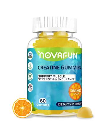 Novafun Creatine Gummies 1500mg Creatine Monohydrate for Muscle Strength Endurance Workout Performance Vegetarian & Gluten-Free Orange Flavor 60 Count