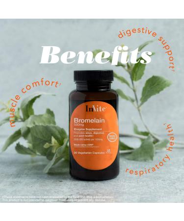 Invite Health Bromelain - Promotes Sinus Digestive & Joint Health - 90 Vegetarian Capsules (2) - Buy Online on GoSupps.com