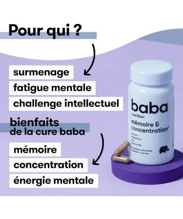 Baba Nutrition Memory and Concentration Dietary Supplement | Plant Vitamins and Minerals Complex for a Beautiful Skin Appearance | Bacopa Magnesium Zinc Vitamin B6 | 60 Capsules - Buy Online on GoSupps.com