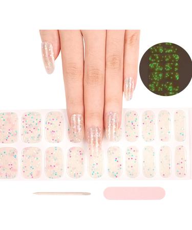 Glow in the Dark Gel Nail Strips - 20 Soft Self-Adhesive Stickers for Salon-Quality Manicure with UV/LED Lamp, Glitter Glow in Dark Design - Buy Online on GoSupps.com
