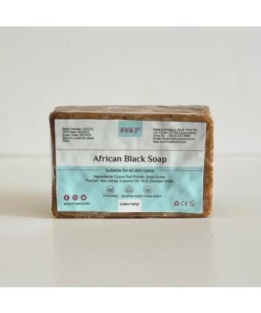 SW6 Authentic African Black Soap Bar | Organic Raw Soap with Shea Butter | Gentle Cleansing (5.29oz) | International Shipping Available - Buy Online on GoSupps.com