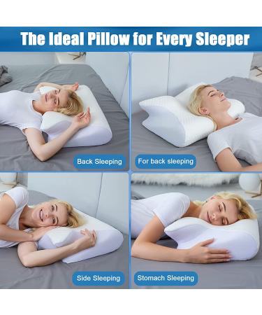 HOMCA Memory Foam Cervical Pillow - 2-in-1 Ergonomic Contour Orthopedic Pillow for Neck Pain Relief - Support for Side, Back, and Stomach Sleepers - White - Buy Online on GoSupps.com
