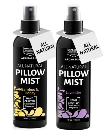 Aromasong Bamboo & Honey & Lavender Pillow Spray Bundle All Natural Calming Linen & Bedtime Mist Set with Botanical Essential Oils for Relaxation & Deep Sleep