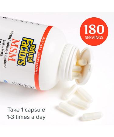 Natural Factors MSM Methyl-Sulfonyl-Methane 1000 mg - 180 Capsules | Joint Support & Anti-Inflammatory - Buy Online on GoSupps.com