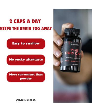 Matrixx The Red Cap 10-in-1 Nootropic Formula | Natural Energy Focus & Clarity | Rhodiola L-Theanine Citicoline Lion's Mane Brain Booster Capsules - Shop Internationally - Buy Online on GoSupps.com