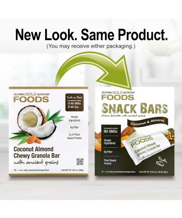 California Gold Nutrition Coconut Almond Chewy Granola Bars - 12 Pack (1.4 oz Each) - Healthy Snack | International Shipping Available - Buy Online on GoSupps.com