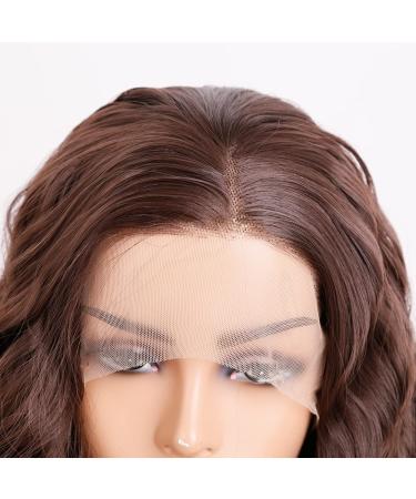 Salomezklm Lace Front Wig - Long Brown Heat-Resistant Corrugated Hair Without Glue for Fashionable Women (61 cm) - Buy Online on GoSupps.com