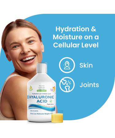 Swedish Nutra Hyaluronic Acid Liquid Supplement Pack of 500 ml 33 days supply Plus vitamin C & silica for hydration of the skin and joints Vegan and free from sugar and gluten - Buy Online on GoSupps.com