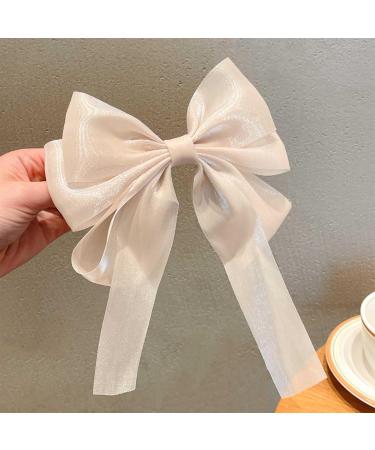 Inilbran Vintage Silk Bow Hair Clips Long Silk Satin Bow Hair Barrettes French Chiffon Hair Clip Barrette Long Silk Ribbon Bow Hair Clips Headpiece Large Silky Bow Hair Accessories for Women Champagne - Buy Online on GoSupps.com